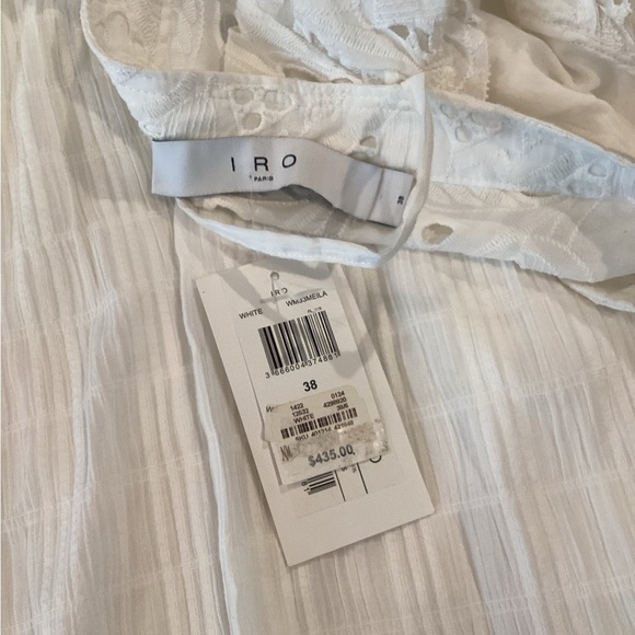 IRO Meila eyelet white cotton mini cold shoulder Longsleeve Mini dress 38 nwt - Picture 9 of 14